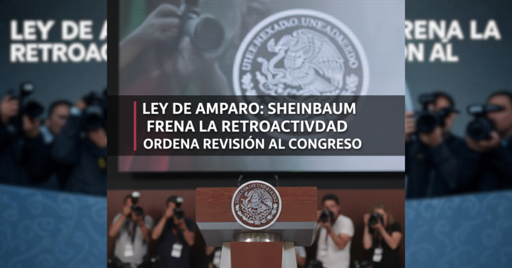 Ley de amparo: Sheinbaum frena retroactividad y ordena revisar.